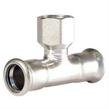 This is an image of a M-Press Stainless Steel Female T-Coupling 108mm x 3/4" x 108mm.