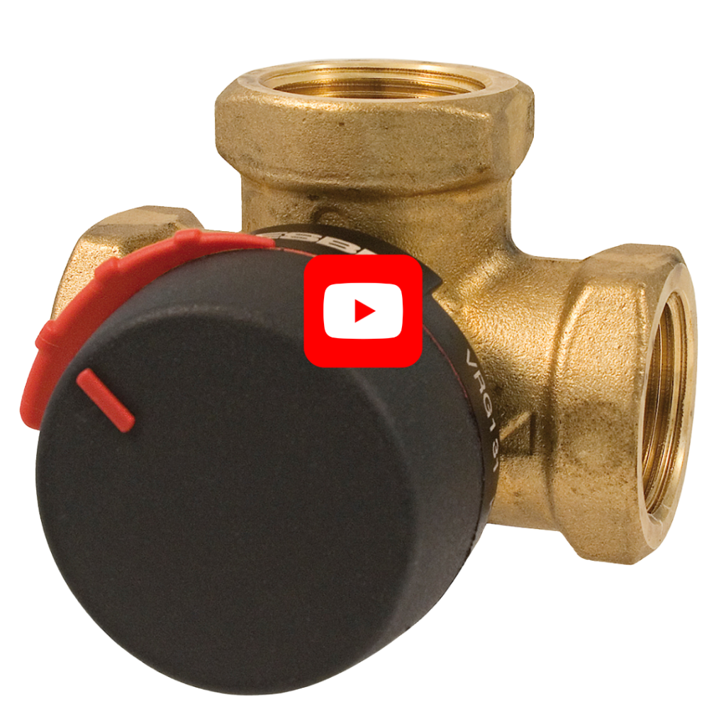 This is an image of an ESBE valve VRG131 with the You Tube play button over it.